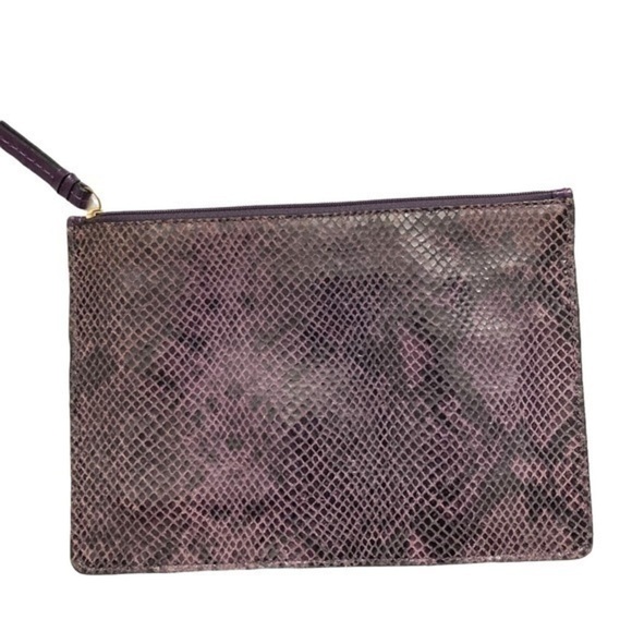 Coach purple snakeskin embossed leather cosmetic pouch bag
